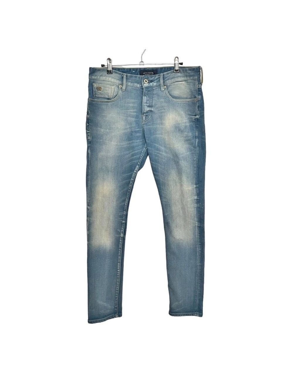 Scotch & Soda Ralston Slim Straight Jeans Distressed Blue Denim Men’s W30 L32